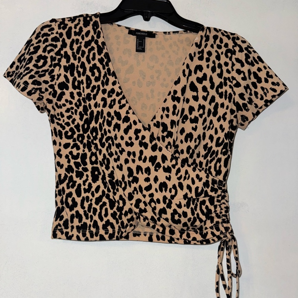 Forever 21 Animal Print Wrap Blouse